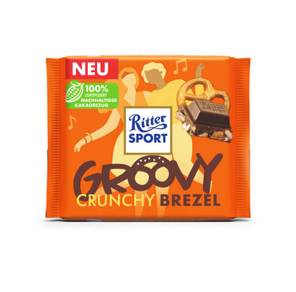 Ritter Sport piimašokolaad krõbedate pretzeli tükkidega 100g