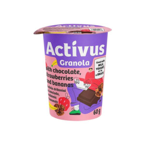 Granola müsli šokolaadi, maasikate ja banaanidega, ACTIVUS, 60 g