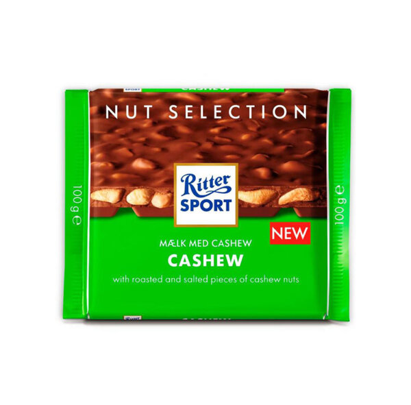 Ritter Sport piena šokolāde ar Indijas riekstiem 100g