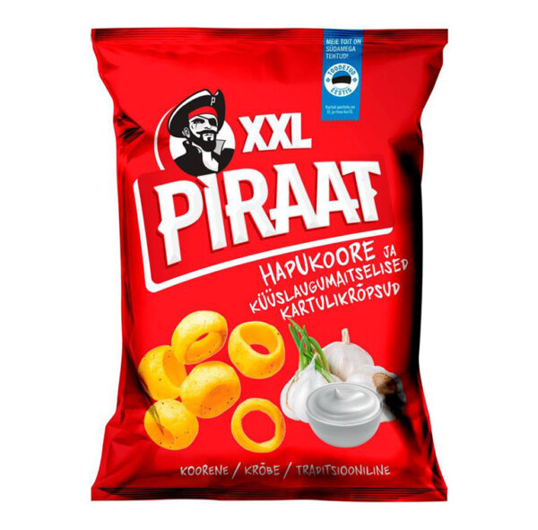 Kartulikrõpsud PIRAAT Hapukoore ja Küüslaugumaitselised XXL 220G
