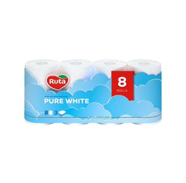 Tualettpaber Pure White Ruta 8 rulli