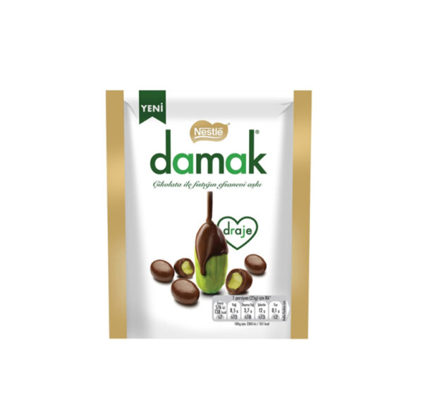 Šokolādē apvilktas pistācijas riekstu dražejas Nestlé Damak 50 g