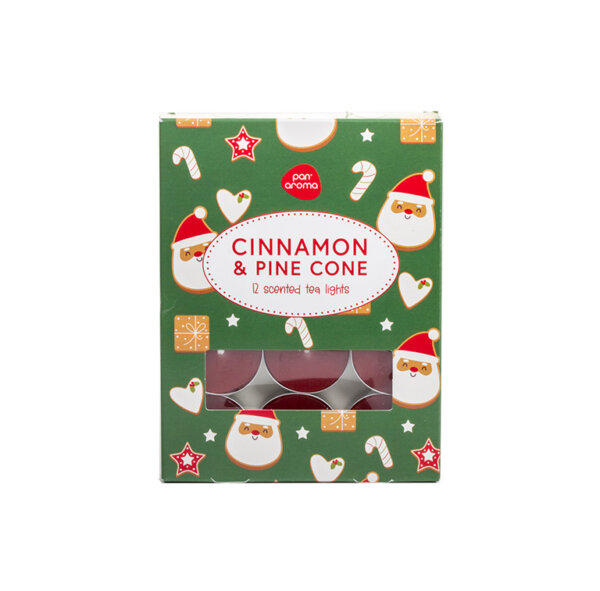 Teļvaska svece Pan Aroma Ziemassvētku vecītis CINNAMON & PINE CONE 12gab 3h