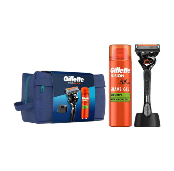 Dāvanu komplekts XMAS GILLETTE skuveklis Proglide + želeja 200ml + turētājs + ceļojumu soma