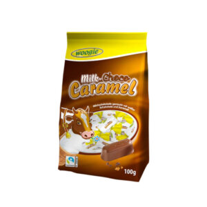 Karamellikompvekid valge- ja piimašokolaadiga, WOOGIE, 100 g