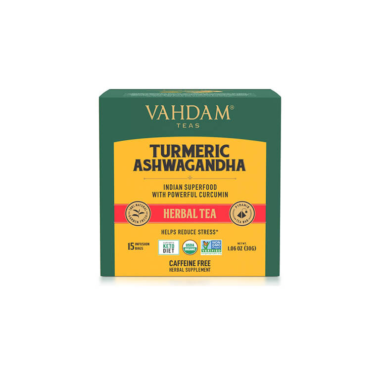 Taimetee VAHDAM kurkumi-ashwagandha 30g