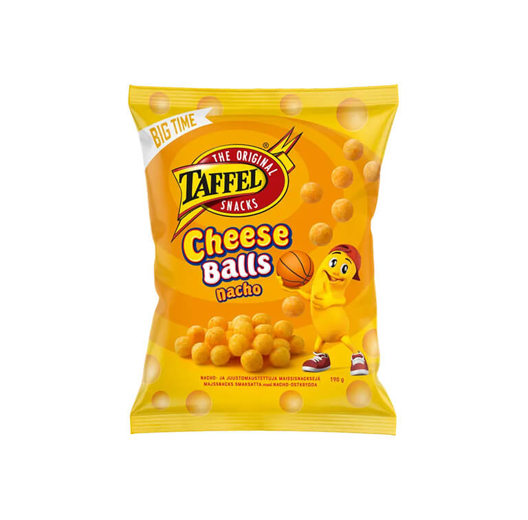 Kukurūzas uzkodas Taffel Cheese Balls Nacho 190g